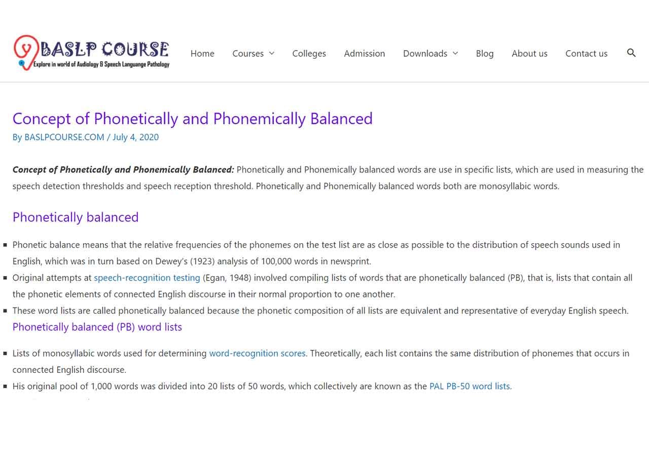 Concept of Phonetically and Phonemically Balanced